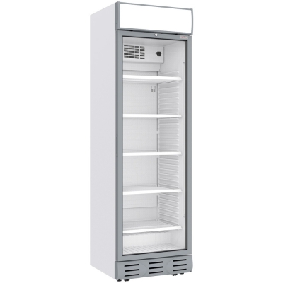 Vitrine ventilée positive 382 litres BLANCHE avec caisson lumineux WR-38CA-AW